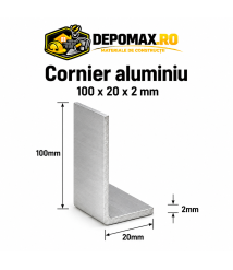 Cornier aluminiu 100 x 20 x 2 mm, 6 metri (EN AW-6060) Cornier aluminiu 100 x 20 x 2 mm, 6 metri (EN AW-6060)